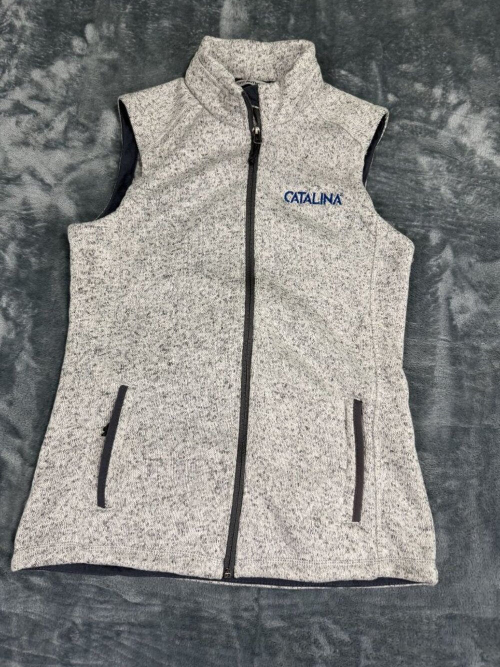 Port Authority Ladies Catalina Logo Gray Sleeveless Fleece Vest Small